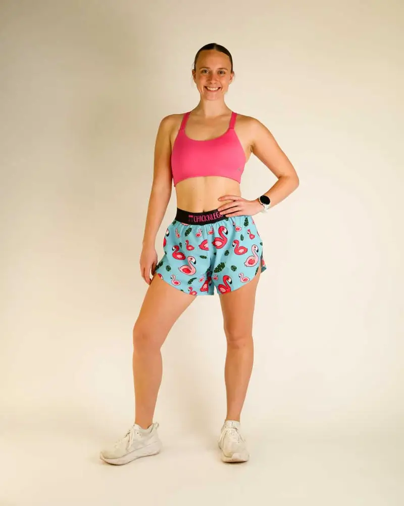 Women's Blue Flamingo 4" Split Shorts 6