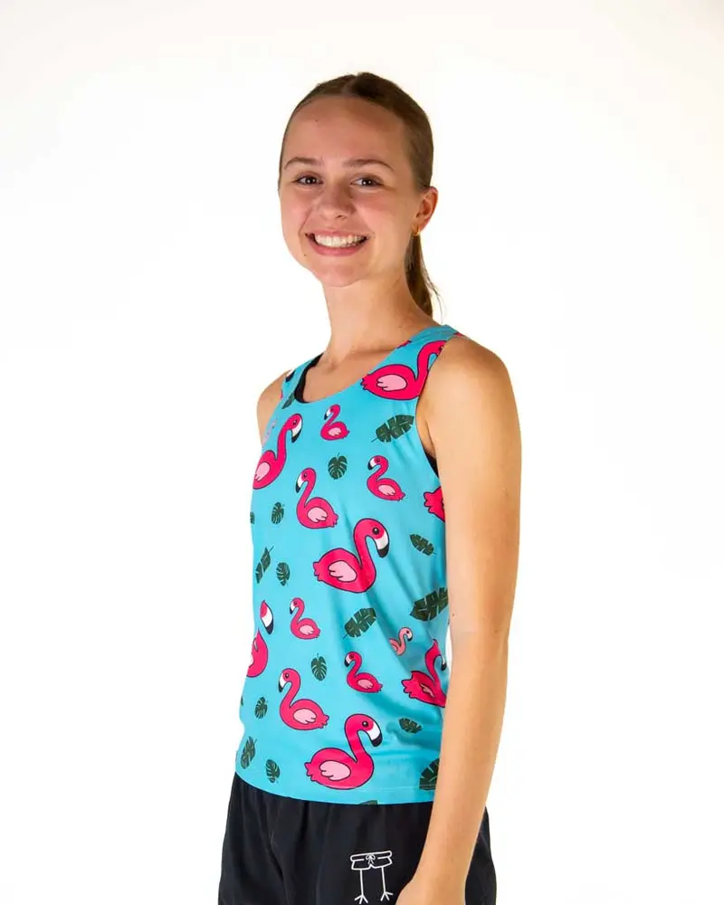 Women's Blue Flamingo Performance Singlet 2