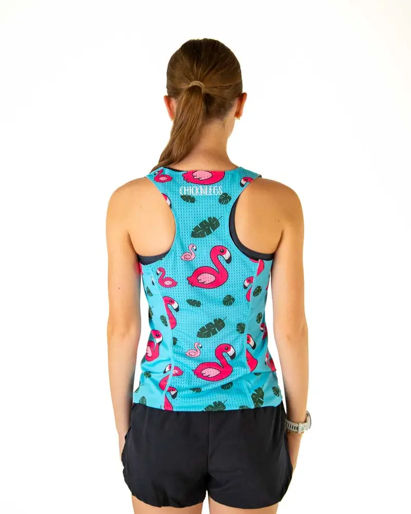 Women's Blue Flamingo Performance Singlet 4