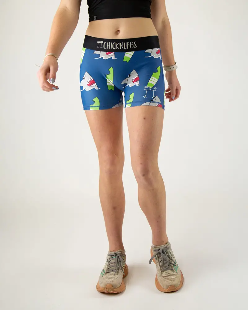 Women's Blue Sharks 3" Race Compression Shorts 1