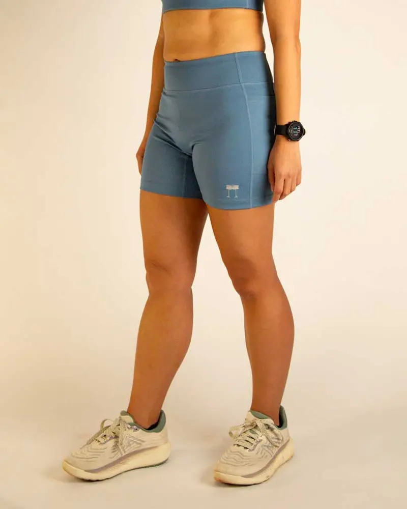 Women's Fly High-Waisted 5" Biker Shorts – Slate Blue 1