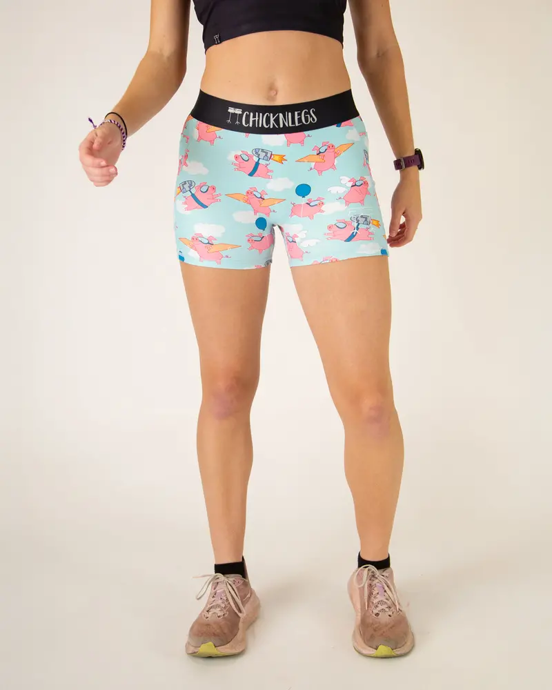 Women's Flying Pigs 3" Compression Shorts 1