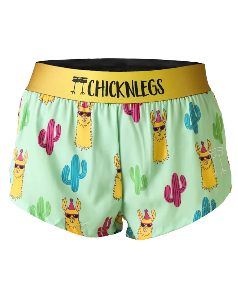 Women's Green Llamas 1.5" Split Shorts 1