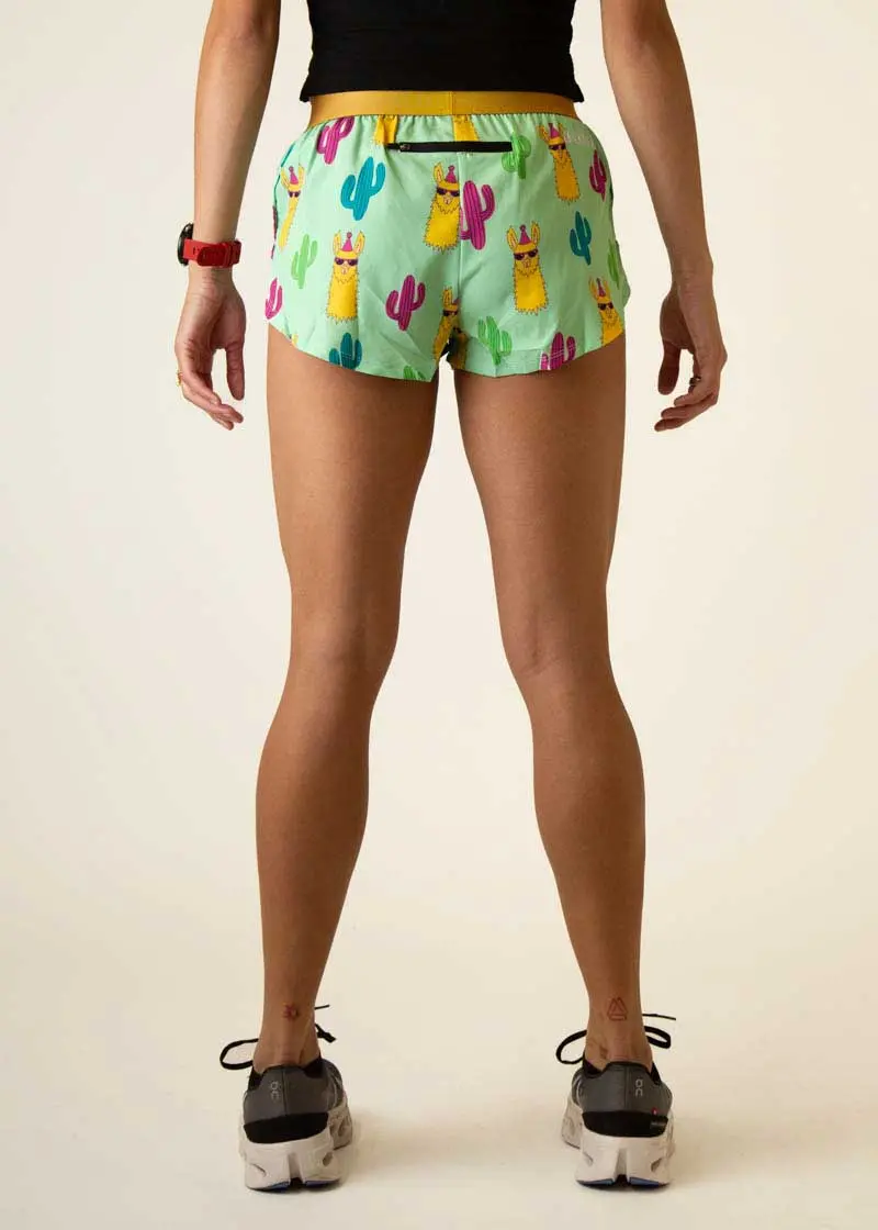 Women's Green Llamas 1.5" Split Shorts 5