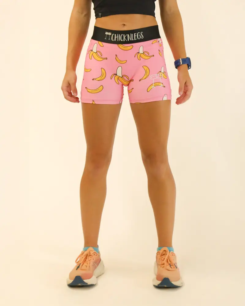Women's Pink Bananas 3" Compression Shorts 1