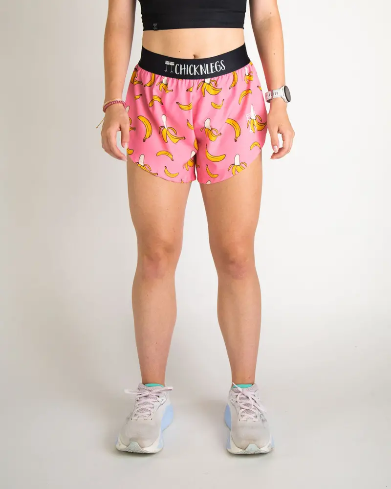 Women's Pink Bananas 4" Split Shorts 1