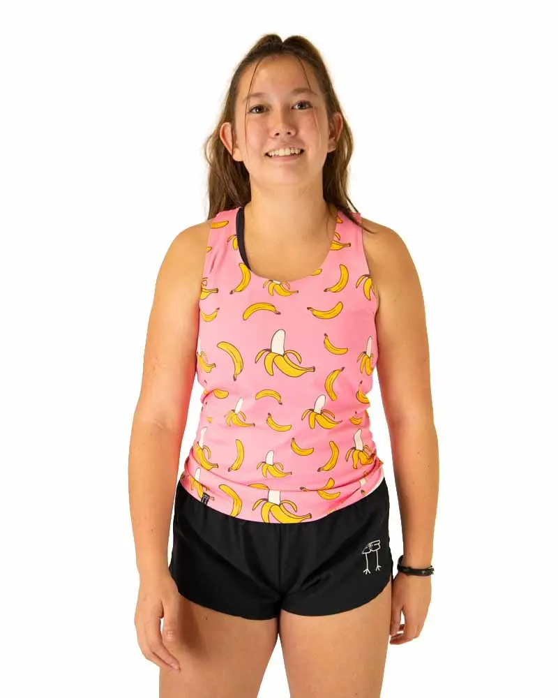 Women's Pink Bananas Performance Singlet 1