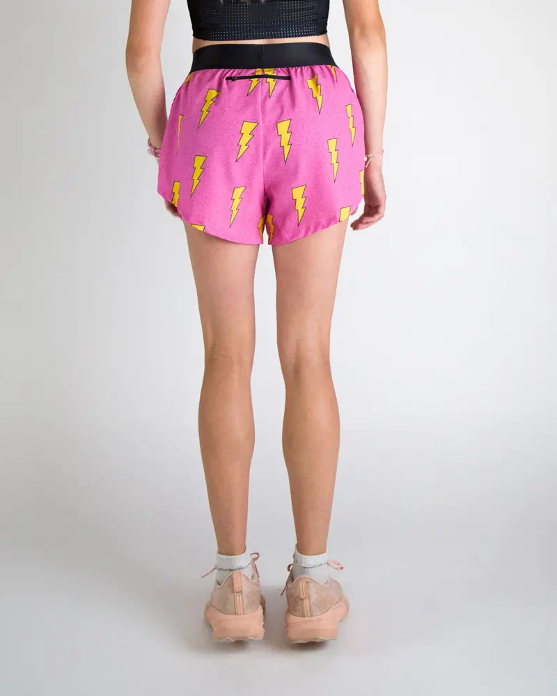 Women's Pink Bolts 4" Split Shorts 4
