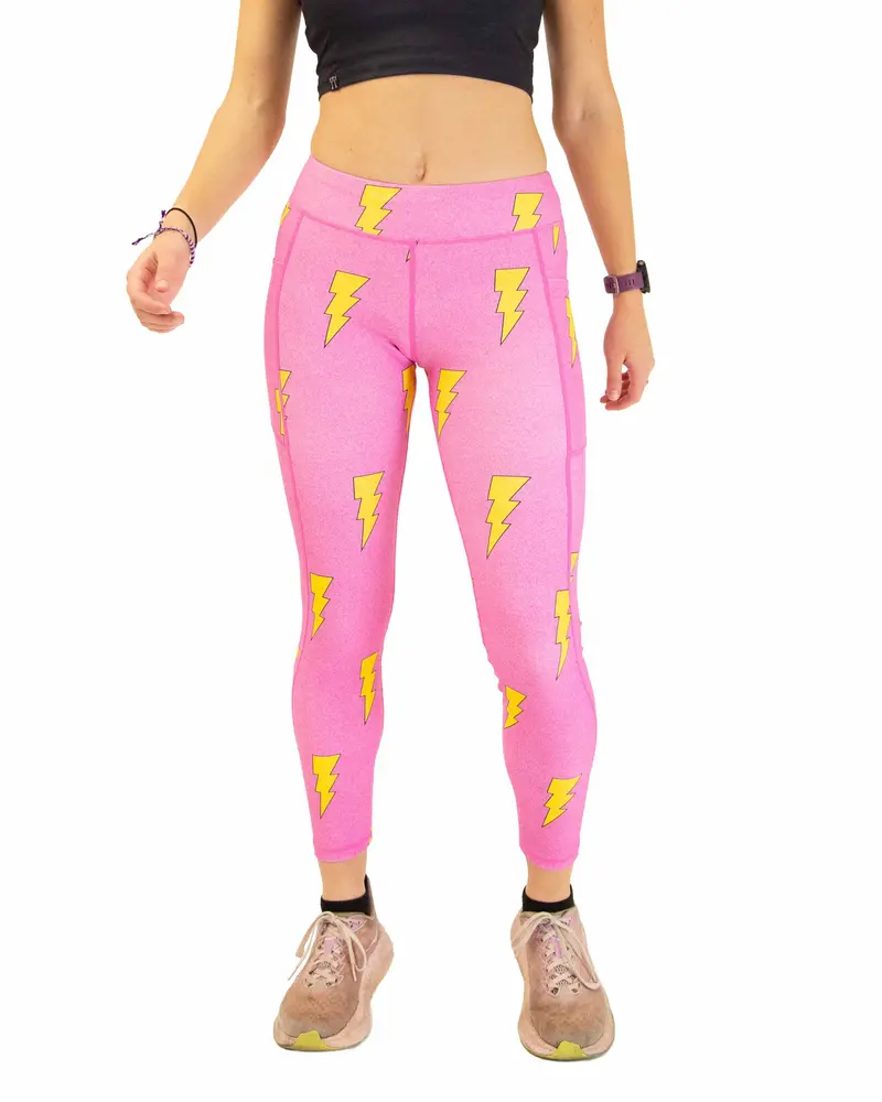 Women's Pink Bolts Leggings 1
