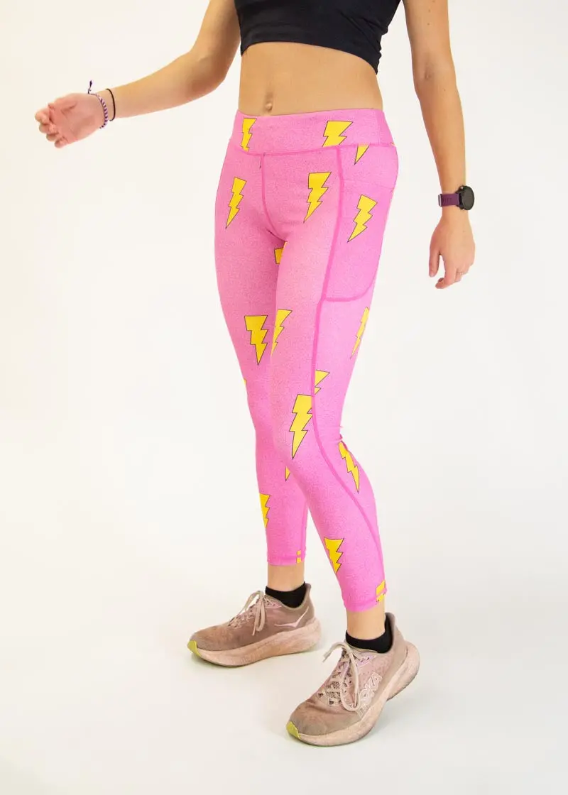 Women's Pink Bolts Leggings 3