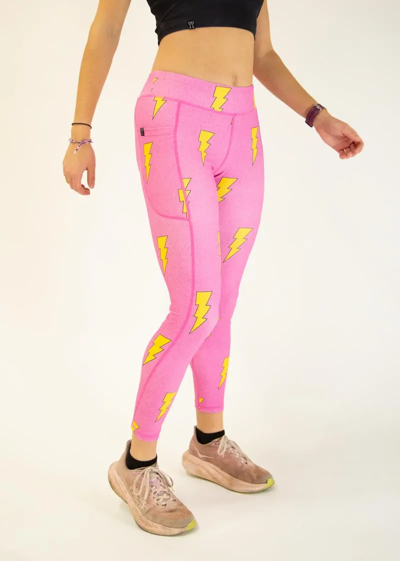 Women's Pink Bolts Leggings 5
