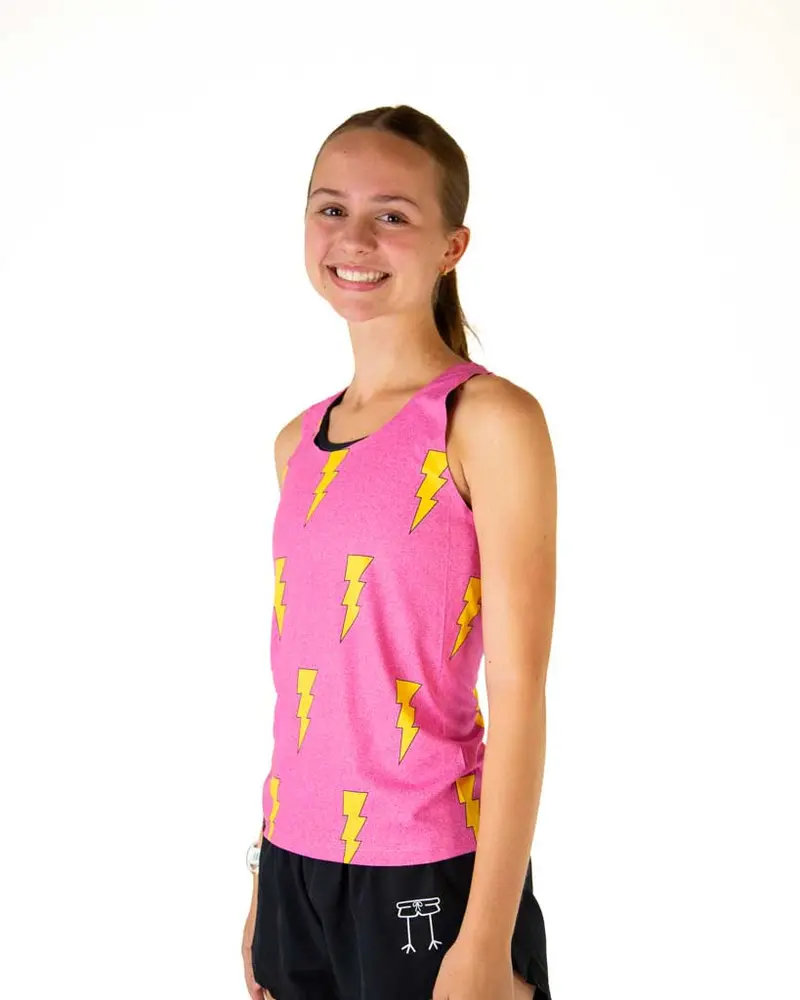 Women's Pink Bolts Performance Singlet 1