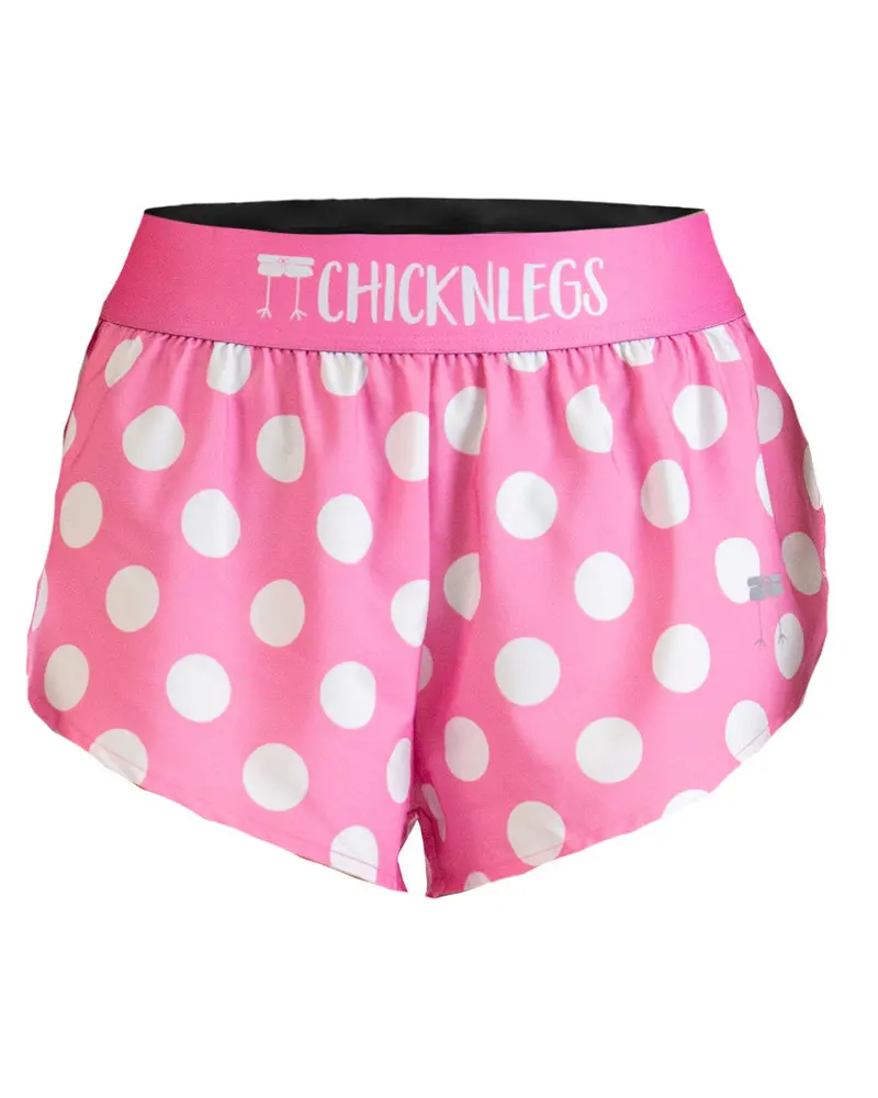 Women's Pink Polka Dot 1.5" Split Shorts 1