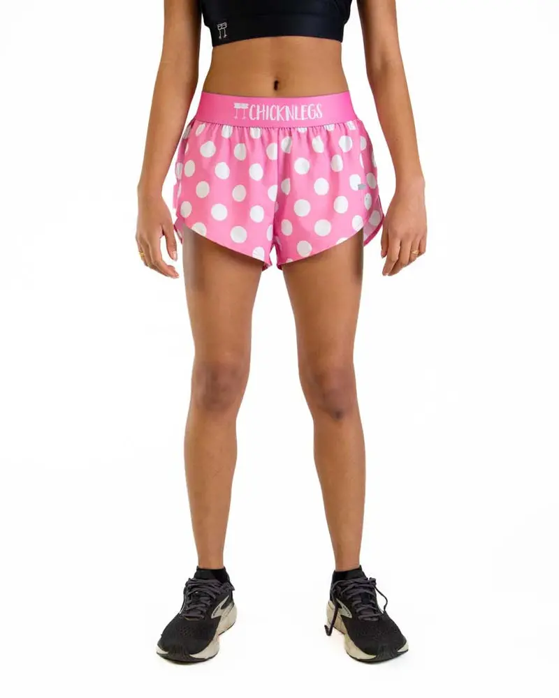 Women's Pink Polka Dot 1.5" Split Shorts 2