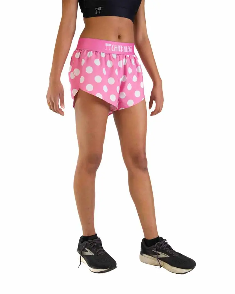 Women's Pink Polka Dot 1.5" Split Shorts 4