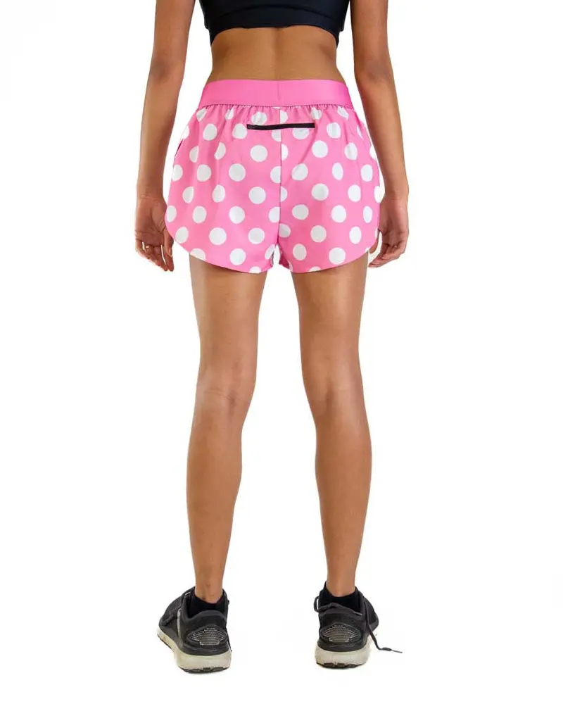 Women's Pink Polka Dot 1.5" Split Shorts 5