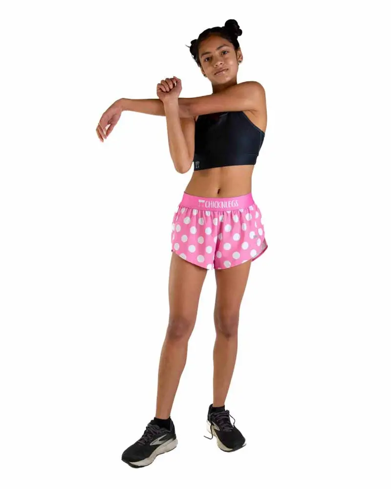 Women's Pink Polka Dot 1.5" Split Shorts 6