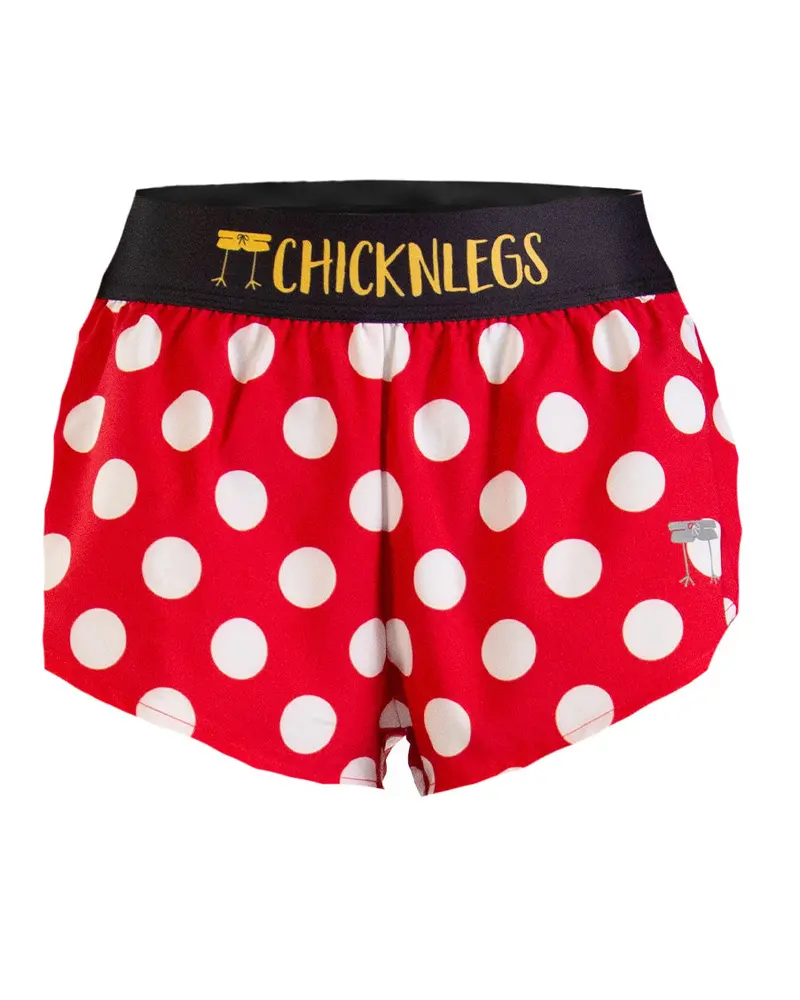 Women's Red Polka Dot 1.5" Split Shorts 1