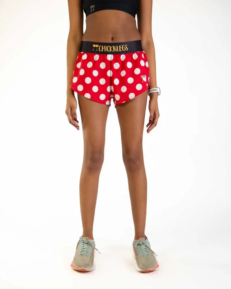 Women's Red Polka Dot 1.5" Split Shorts 2