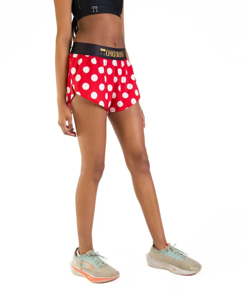 Women's Red Polka Dot 1.5" Split Shorts 3