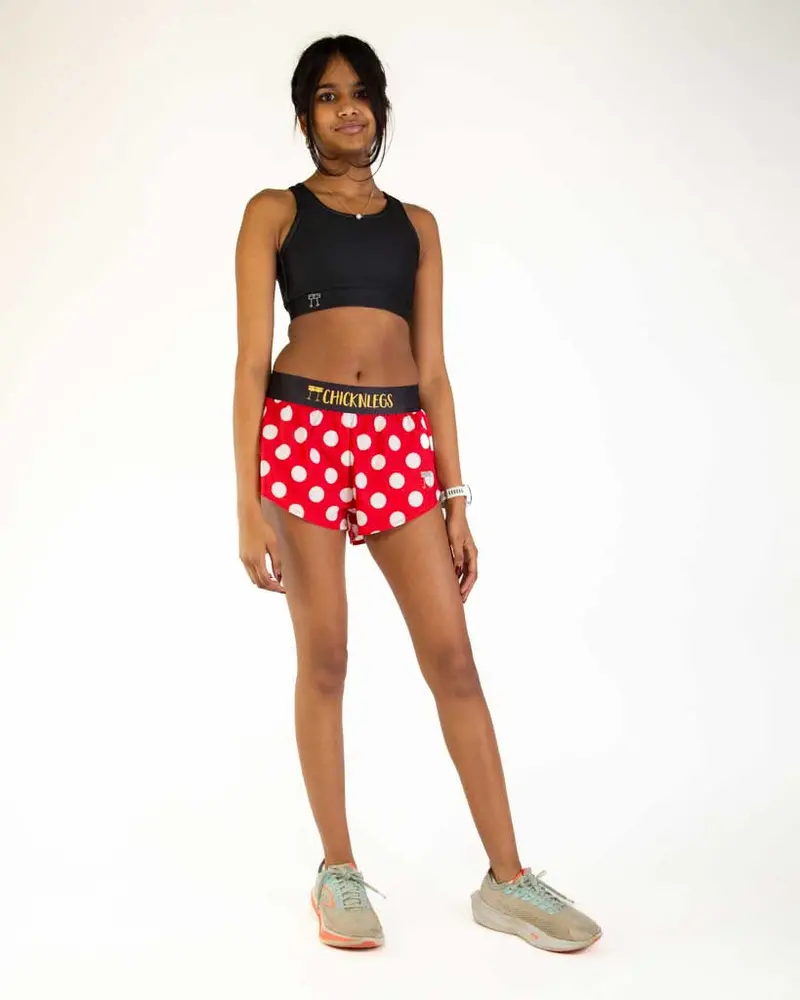 Women's Red Polka Dot 1.5" Split Shorts 6