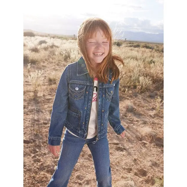Wrangler Girl's Barbie Zip Front Denim Jacket 1