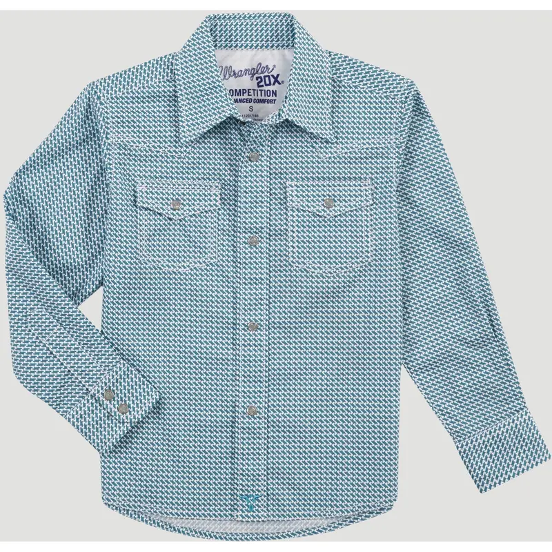 Wrangler Kid's Blue Zag 20X Western Snap Shirt 1
