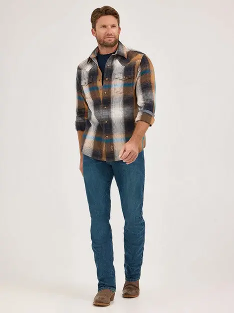 Wrangler Men's Bold Brown Retro Western Plaid Snap Shirt 3