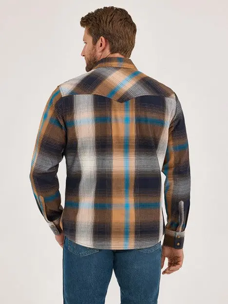 Wrangler Men's Bold Brown Retro Western Plaid Snap Shirt 4