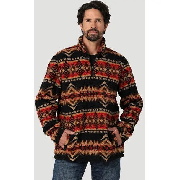 Wrangler Men's Cappuccino Quarter Zip Sherpa Pullover 1