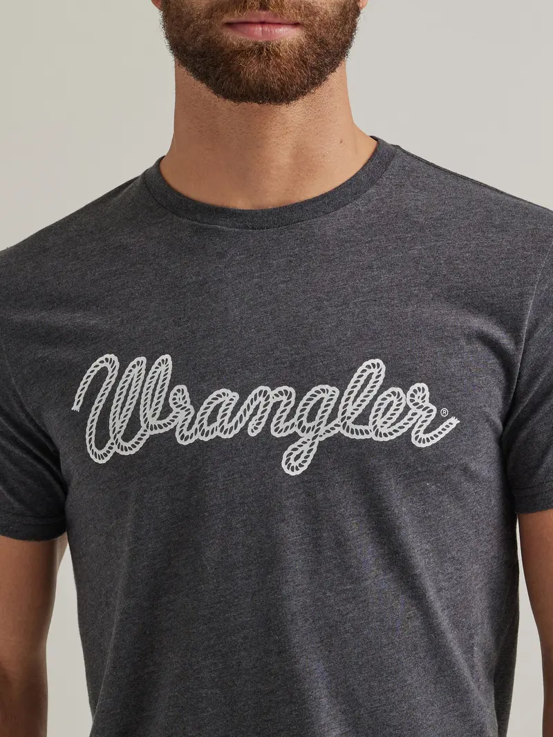Wrangler Men's Caviar Heather Rope Logo Tee 4