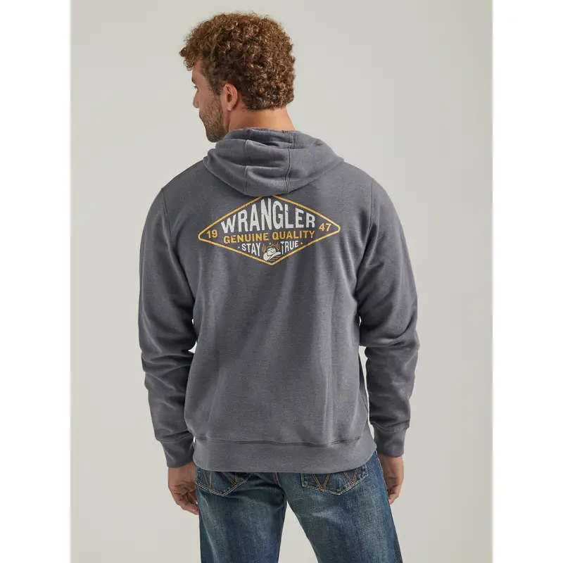 Wrangler Men's Charcoal Heather Graphic Logo Full Zip Hoodie 1