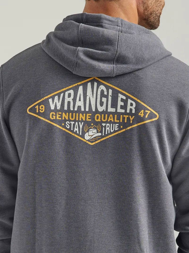 Wrangler Men's Charcoal Heather Graphic Logo Full Zip Hoodie 3