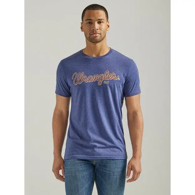 Wrangler Men's Denim Heather Looped Logo Tee 1