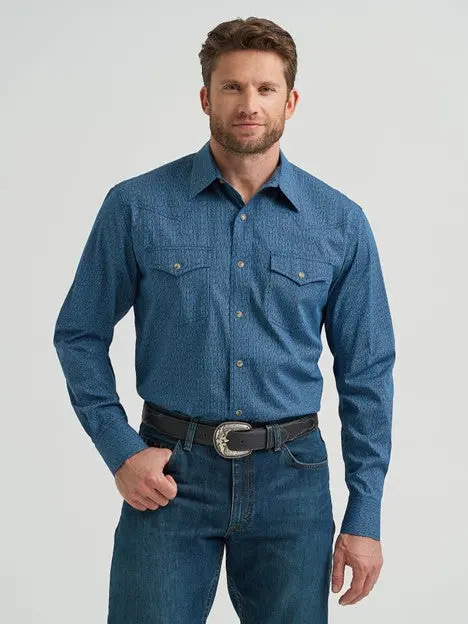 Wrangler Men's Jean Blue 20X Competition Western Snap Shirt 1