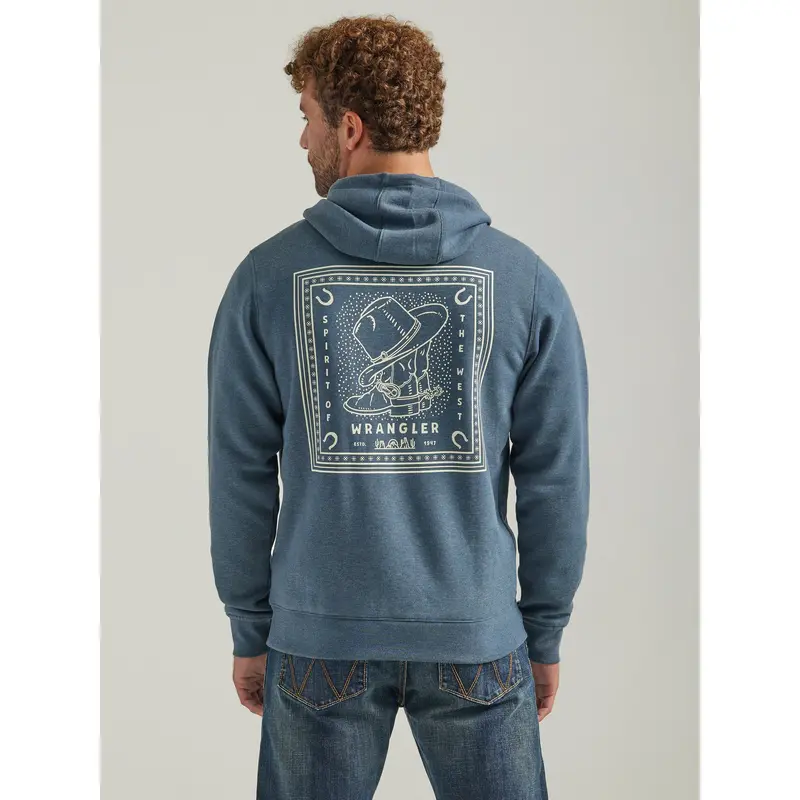 Wrangler Men's Midnight Navy Graphic Logo Full Zip Hoodie 1