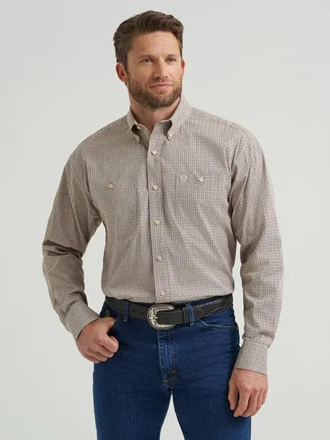 Wrangler Men's Nouveau Brown George Strait Two Pocket Button Down Shirt 1