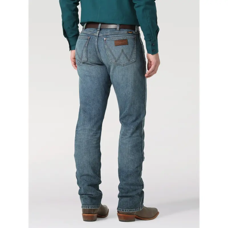 Wrangler Men's Retro Green Faded Indigo Slim Straight Jean 1