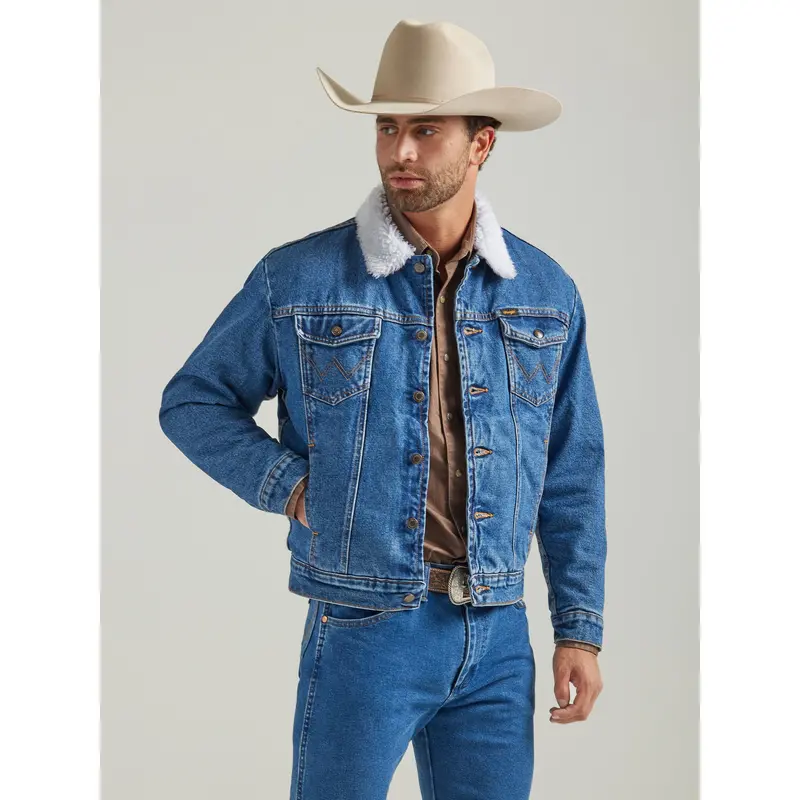 Wrangler Men's Retro Sherpa Lined Western Denim Jacket 1