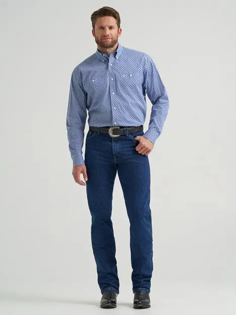 Wrangler Men's Sky Blue Diamonds George Strait Button Down Shirt 2
