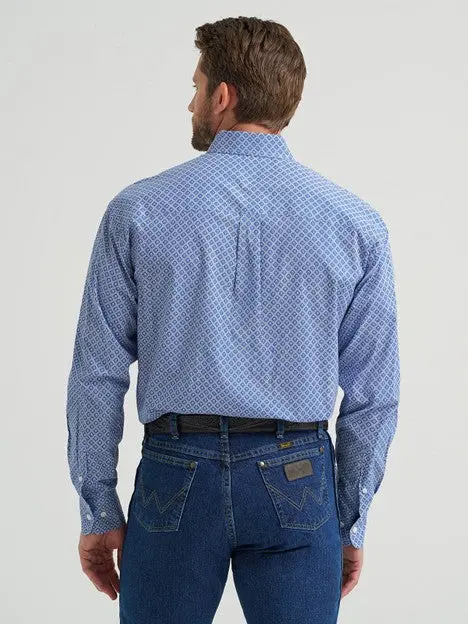 Wrangler Men's Sky Blue Diamonds George Strait Button Down Shirt 3