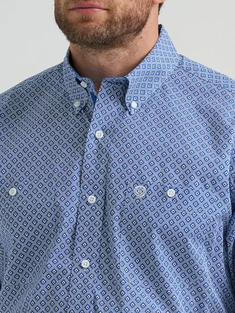 Wrangler Men's Sky Blue Diamonds George Strait Button Down Shirt 4