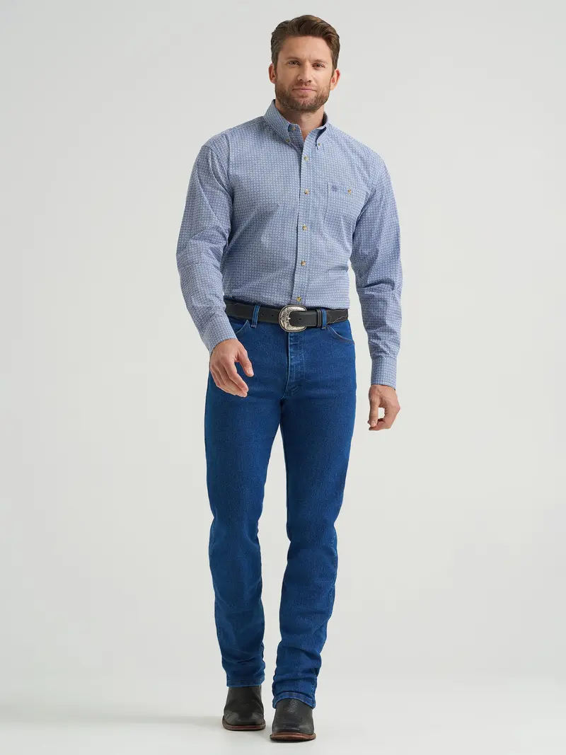 Wrangler Men's Slate Blue Relaxed Fit Classic Button Down Shirt 2