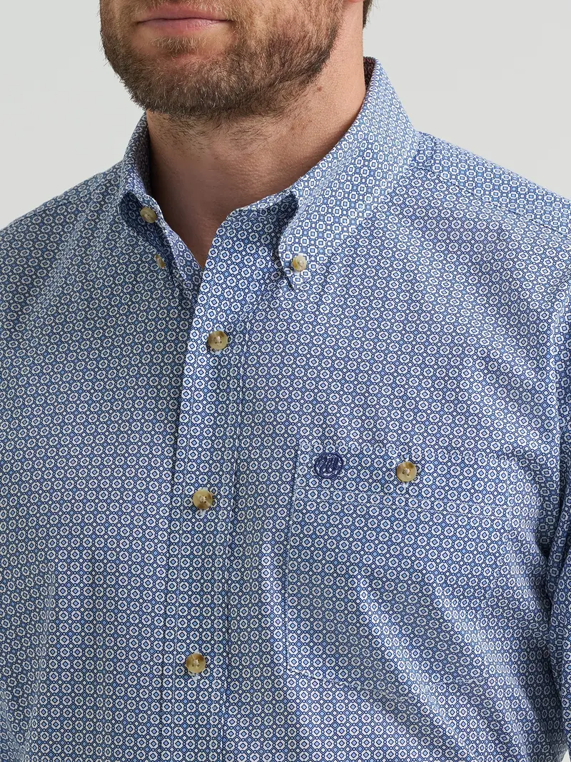 Wrangler Men's Slate Blue Relaxed Fit Classic Button Down Shirt 4