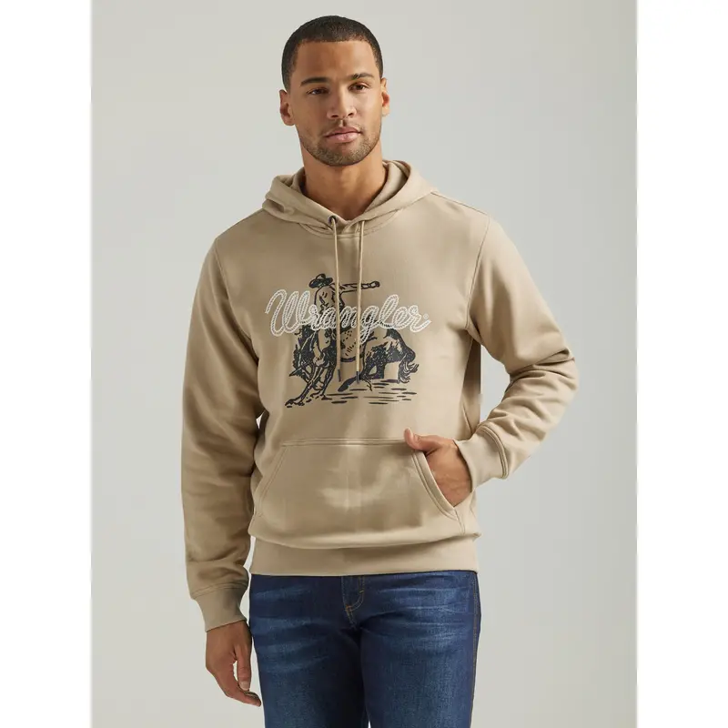 Wrangler Men's Trench Coat Heather Cowboy Graphic Hoodie 1
