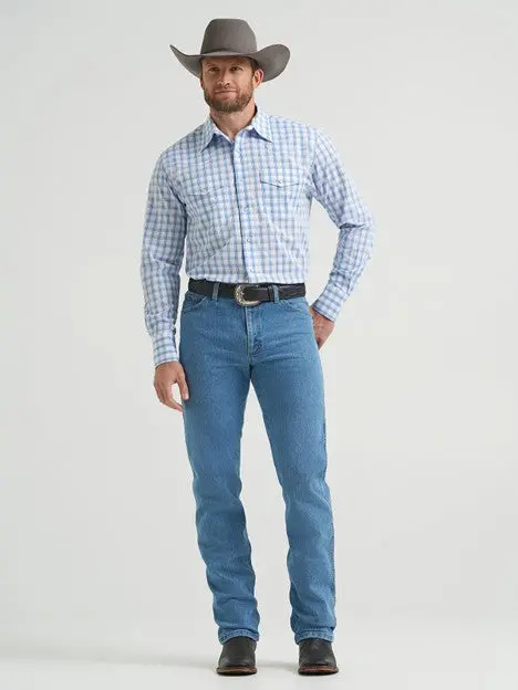 Wrangler Men's True Blue Plaid Snap Down Western Shirt 2
