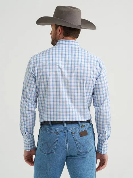 Wrangler Men's True Blue Plaid Snap Down Western Shirt 3