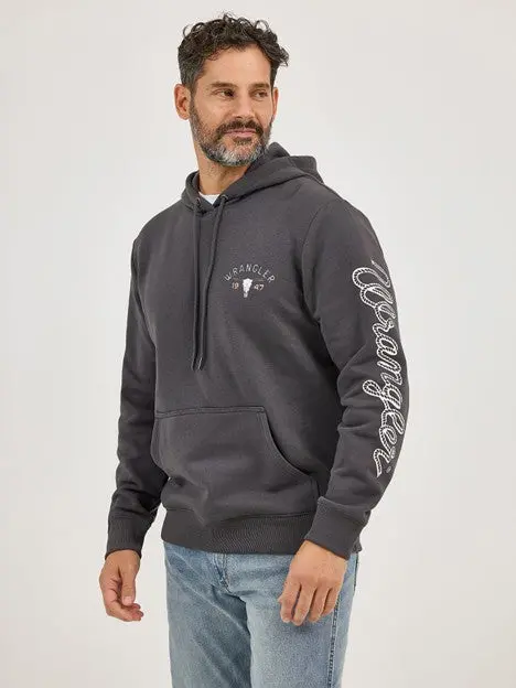 Wrangler Men's Worn Grey Long Live Cowboys Hoodie 1