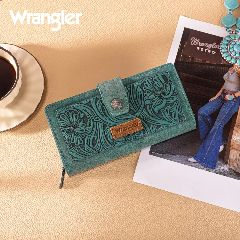 Wrangler Western Floral Tooled Rfid Wallet 1