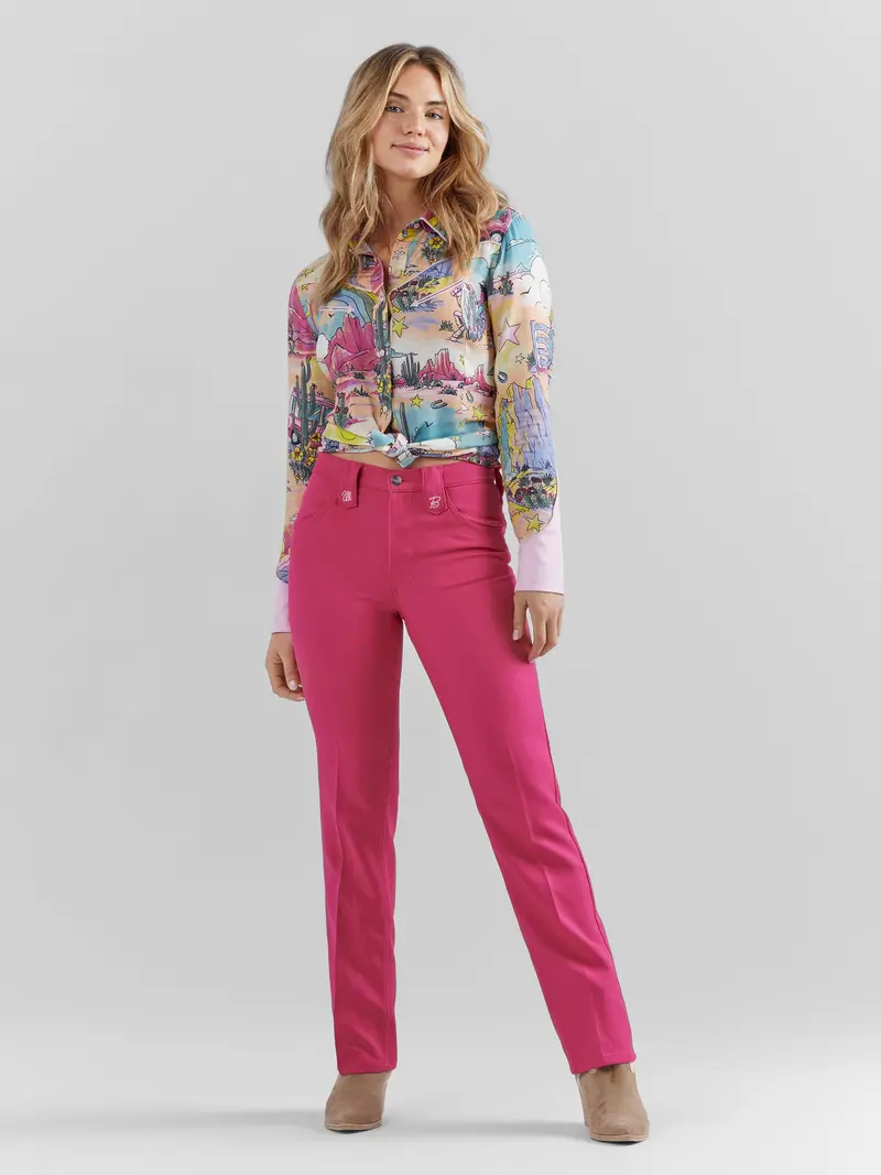 Wrangler Women's Barbie Pink High Rise Wrancher Pant 12